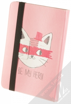 1Mcz Orbi Hrdinská kočička flipové pouzdro pro tablet od 9 do 10 palců světle růžová (light pink) zezadu