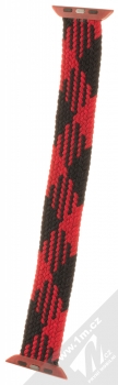1Mcz Pletený navlékací řemínek délky L pro Apple Watch 42mm, Watch 44mm černá červená (diamond black red) zezadu
