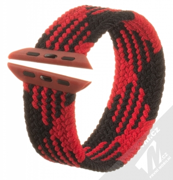1Mcz Pletený navlékací řemínek délky L pro Apple Watch 42mm, Watch 44mm černá červená (diamond black red)
