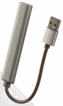 1Mcz RCH-1940 USB Hub rozbočovač s kabelem délky 10cm, 4x USB výstupy kovově šedá (steel) zezadu