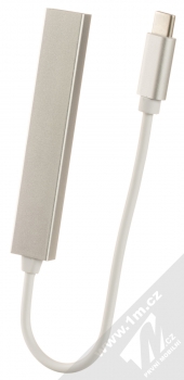 1Mcz RCHT-818A USB Type-C Hub rozbočovač s kabelem délky 12cm, 4x USB výstupy stříbrná (silver) zezadu