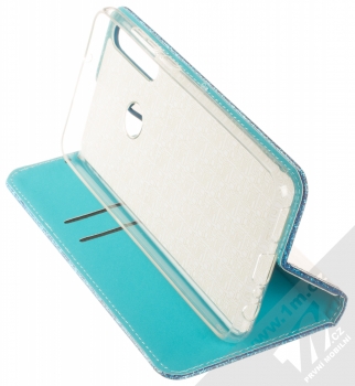 1Mcz Shining Book třpytivé flipové pouzdro pro Huawei Y6p modrá (blue) stojánek