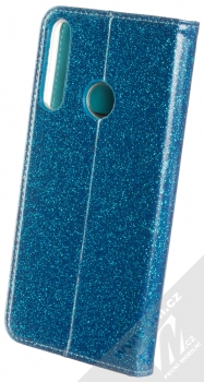 1Mcz Shining Book třpytivé flipové pouzdro pro Huawei Y6p modrá (blue) zezadu