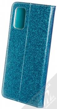 1Mcz Shining Book třpytivé flipové pouzdro pro Samsung Galaxy A02s modrá (blue) zezadu