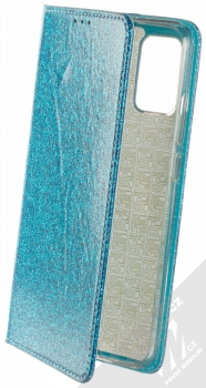 1Mcz Shining Book třpytivé flipové pouzdro pro Samsung Galaxy A02s modrá (blue)