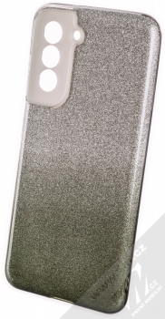 1Mcz Shining Duo Skinny TPU třpytivý ochranný kryt pro Samsung Galaxy S21 FE stříbrná černá (silver black)