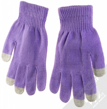 1Mcz Touch Gloves Basic pletené rukavice pro kapacitní dotykový displej fialová (violet) dlaň rukou
