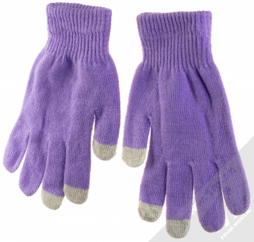1Mcz Touch Gloves Basic pletené rukavice pro kapacitní dotykový displej fialová (violet) hřbet rukou