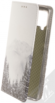 1Mcz Trendy Book Hora a zasněžený les 1 flipové pouzdro pro Samsung Galaxy A42 5G bílá (white)