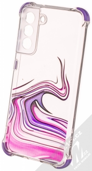 1Mcz Trendy Vodomalba Anti-Shock Skinny TPU ochranný kryt pro Samsung Galaxy S21 FE průhledná růžová fialová (transparent pink violet)