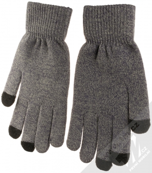 1Mcz Triangle Gloves pánské pletené rukavice pro kapacitní dotykový displej šedá (grey) samostatně zezadu