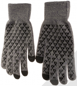 1Mcz Triangle Gloves pánské pletené rukavice pro kapacitní dotykový displej šedá (grey) samostatně