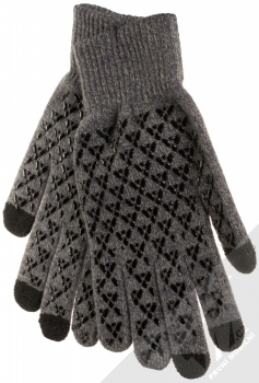 1Mcz Triangle Gloves pánské pletené rukavice pro kapacitní dotykový displej šedá (grey)