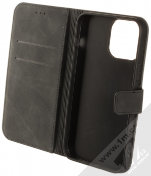 1Mcz Velvet Book flipové pouzdro pro Apple iPhone 13 Pro Max černá (black) otevřené