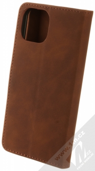 1Mcz Velvet Book flipové pouzdro pro Apple iPhone 15 hnědá (brown) zezadu