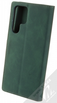 1Mcz Velvet Book flipové pouzdro pro Samsung Galaxy S22 Ultra 5G tmavě zelená (dark green) zezadu