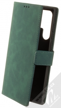1Mcz Velvet Book flipové pouzdro pro Samsung Galaxy S22 Ultra 5G tmavě zelená (dark green)