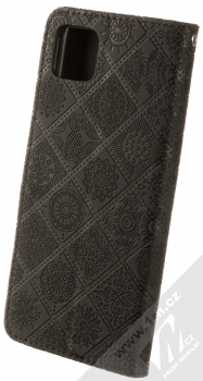1Mcz Velvety GlypticaN Mandala mřížka 1 Book flipové pouzdro pro Samsung Galaxy A22 5G černá (black) zezadu