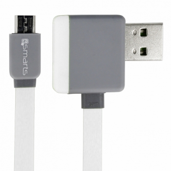 4smarts StackWire plochý USB kabel s microUSB konektorem a druhým USB portem pro mobilní telefon, mobil, smartphone bílá (white) - konektory