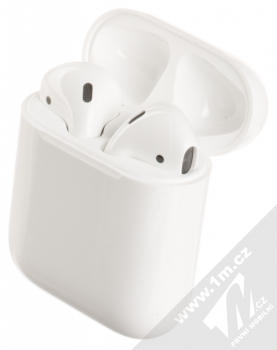 Apple AirPods (2019) headset stereo sluchátka s nabíjecím pouzdrem bílá (white) sluchátka v nabíjecím pouzdře