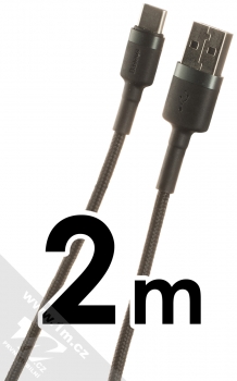 Baseus Cafule Cable opletený USB kabel délky 2 metry s USB Type-C konektorem (CATKLF-CG1) šedá černá (grey black)