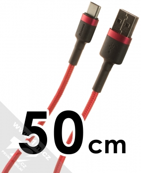 Baseus Cafule Cable opletený USB kabel délky 50cm s USB Type-C konektorem (CATKLF-A09) červená černá (red black)