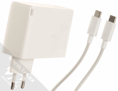 Baseus GaN2 Pro Quick Charger nabíječka do sítě s 2x USB + 2x USB Type-C výstupy 100W a USB Type-C kabel (CCGAN2P-L02) bílá (white)