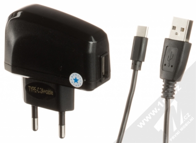 Blue Star Impulse Charger nabíječka do sítě s USB výstupem a proudem 2A + USB kabel s USB Type-C konektorem černá (black)