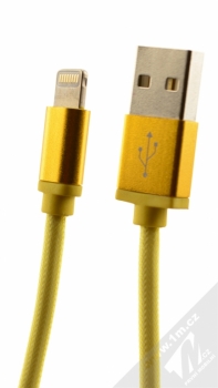 Blue Star Metal kovově opletený USB kabel s Lightning konektorem pro Apple iPhone, iPad, iPod žlutá (yellow)