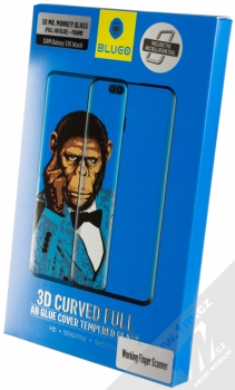 Blueo 5D Mr. Monkey 3D Curved Full AB Glue Cover Tempered Glass ochranné tvrzené sklo na kompletní zahnutý displej pro Samsung Galaxy S10 černá (black) krabička