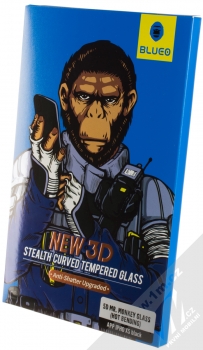 Blueo 5D Mr. Monkey Stealth Curved Tempered Glass ochranné tvrzené sklo na kompletní displej pro Apple iPhone X, iPhone XS černá (black) krabička