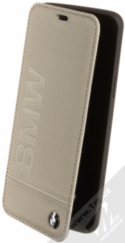 BMW Signature Real Leather flipové pouzdro pro Samsung Galaxy S9 (BMFLBKS9LLST) šedá (taupe)