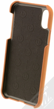 Bugatti Londra Full Grain Leather Snap Case ochranný kryt z pravé kůže pro Apple iPhone X hnědá (cognac) zepředu