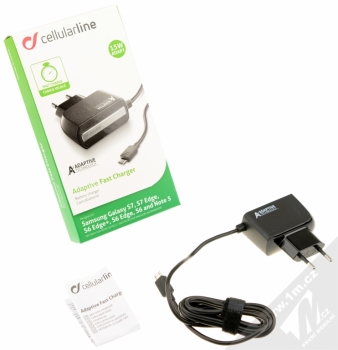 CellularLine Adaptive Fast Charger 15W nabíječka do sítě s microUSB konektorem pro mobilní telefon, mobil, smartphone černá (black) balení