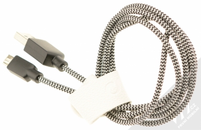 CellularLine USB Cable Navy textilní USB kabel s microUSB konektorem černá bílá (fabric) balení