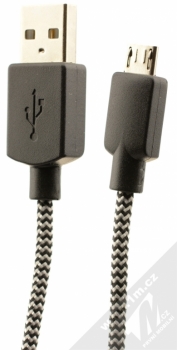 CellularLine USB Cable Navy textilní USB kabel s microUSB konektorem černá bílá (fabric)