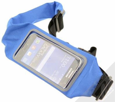 CellularLine Waistband View Running elastické sportovní pouzdro na pas pro mobilní telefon, mobil, smartphone modrá (blue) s telefonem