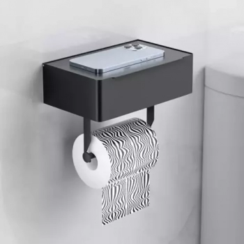 1Mcz Držák na toaletní papír se schránkou, poličkou černá (black)