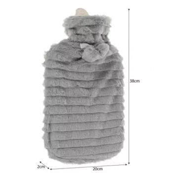 1Mcz Láhev zahřívací termofor s fleecovým obalem 2l šedá (grey)