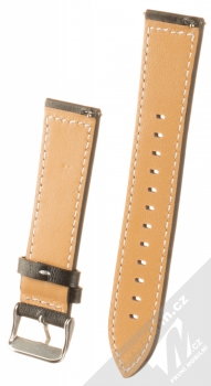 Dahase Stitched Fine Leather Strap kožený pásek na zápěstí pro Xiaomi Amazfit 2 Stratos černá (black) zezadu
