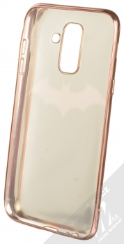 DC Comics Batman 008 TPU pokovený ochranný silikonový kryt s motivem pro Samsung Galaxy A6 Plus (2018) bílá růžově zlatá (white rose gold) zepředu