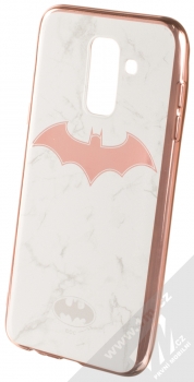 DC Comics Batman 008 TPU pokovený ochranný silikonový kryt s motivem pro Samsung Galaxy A6 Plus (2018) bílá růžově zlatá (white rose gold)