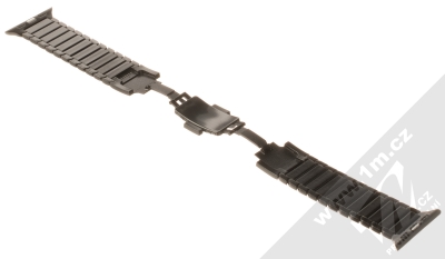 Devia Elegant Link Bracelet pásek z leštěného kovu na zápěstí pro Apple Watch 38mm, Watch 40mm, Watch 41mm černá (space black) rozepnuté zezadu