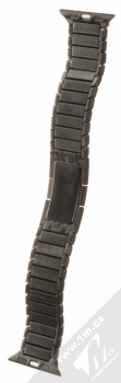 Devia Elegant Link Bracelet pásek z leštěného kovu na zápěstí pro Apple Watch 38mm, Watch 40mm, Watch 41mm černá (space black) v přímce zezadu