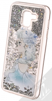 Disney Sand Elsa 010 ochranný kryt s přesýpacím efektem třpytek s motivem pro Samsung Galaxy J6 (2018) průhledná stříbrná (transparent silver) animace 3