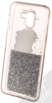 Disney Sand Elsa 010 ochranný kryt s přesýpacím efektem třpytek s motivem pro Samsung Galaxy J6 (2018) průhledná stříbrná (transparent silver) zepředu