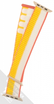 Dux Ducis Sport Watch Band textilní řemínek pro Apple Watch 42mm, Watch 44mm, Watch 45mm žlutá bílá (maize white) rozepnuté