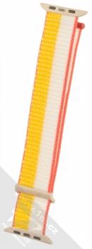 Dux Ducis Sport Watch Band textilní řemínek pro Apple Watch 42mm, Watch 44mm, Watch 45mm žlutá bílá (maize white) v přímce zezadu