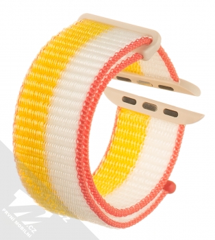 Dux Ducis Sport Watch Band textilní řemínek pro Apple Watch 42mm, Watch 44mm, Watch 45mm žlutá bílá (maize white) zezadu