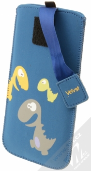 Fixed Velvet 4XL pouzdro pro mobilní telefon, mobil, smartphone (FIXVEL-053-4XL) modrá dinosaurus (blue) otevřené